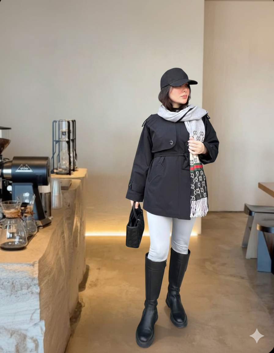 خرید بارانی مشکی کوتاه